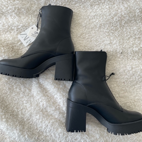 Zara black faux leather booties for sale - Picture 3 of 3